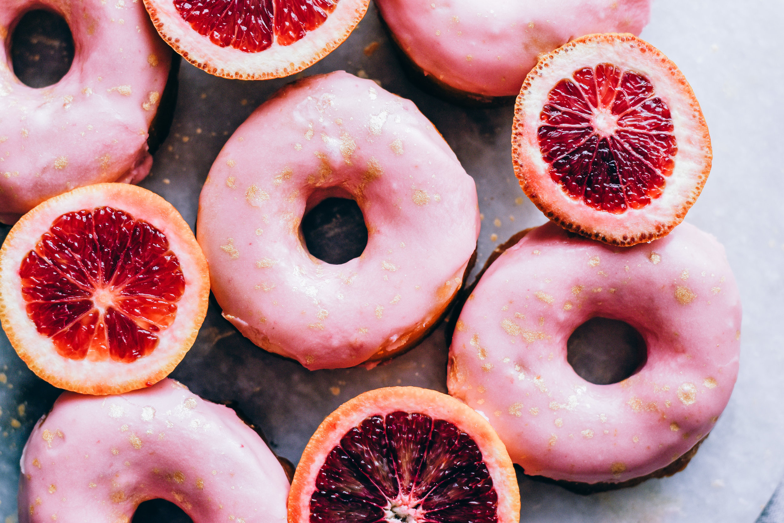 blood orange doughnuts with blood orange glaze
