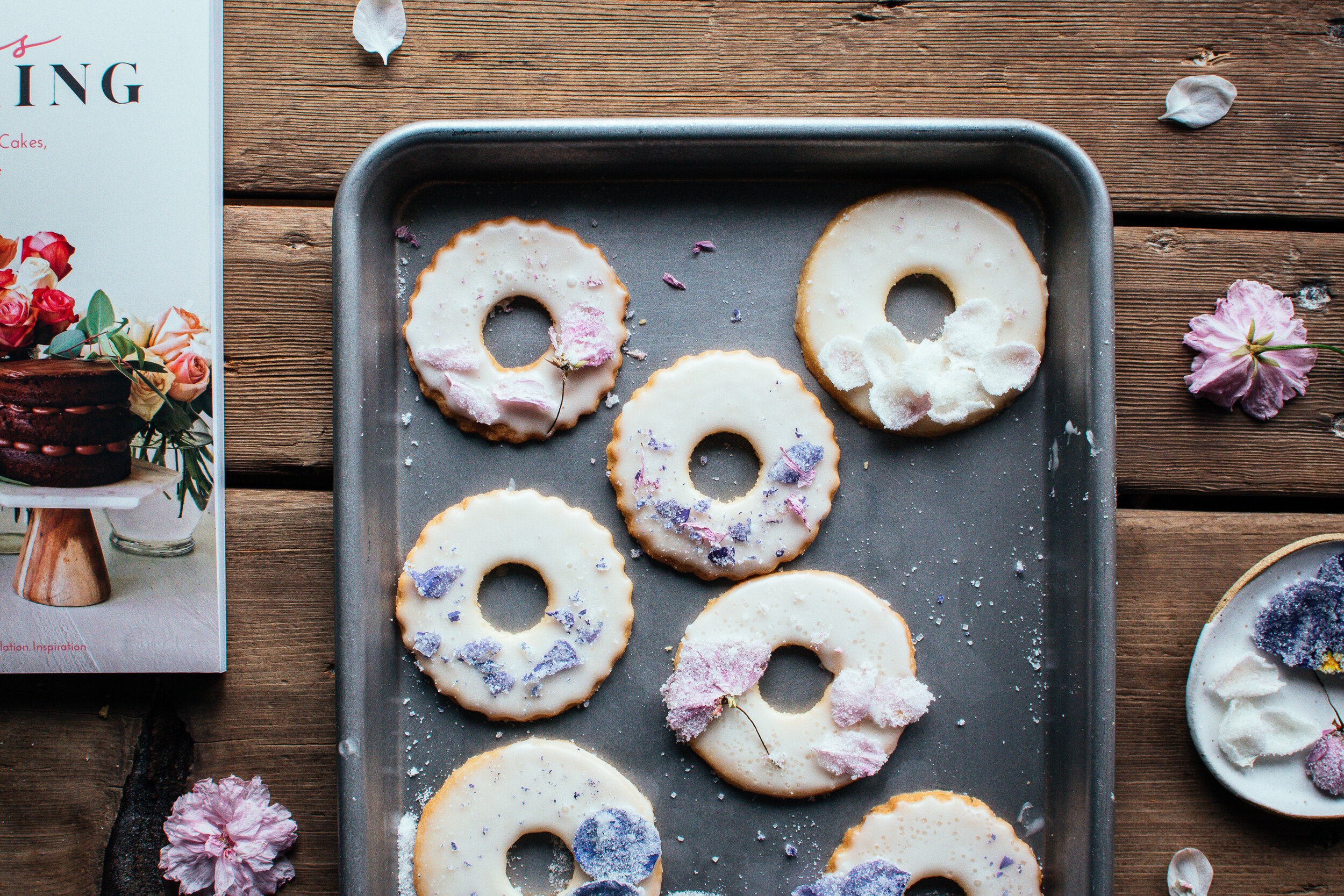 floral almond wreath cookies // blooms &amp; baking cookbook!!