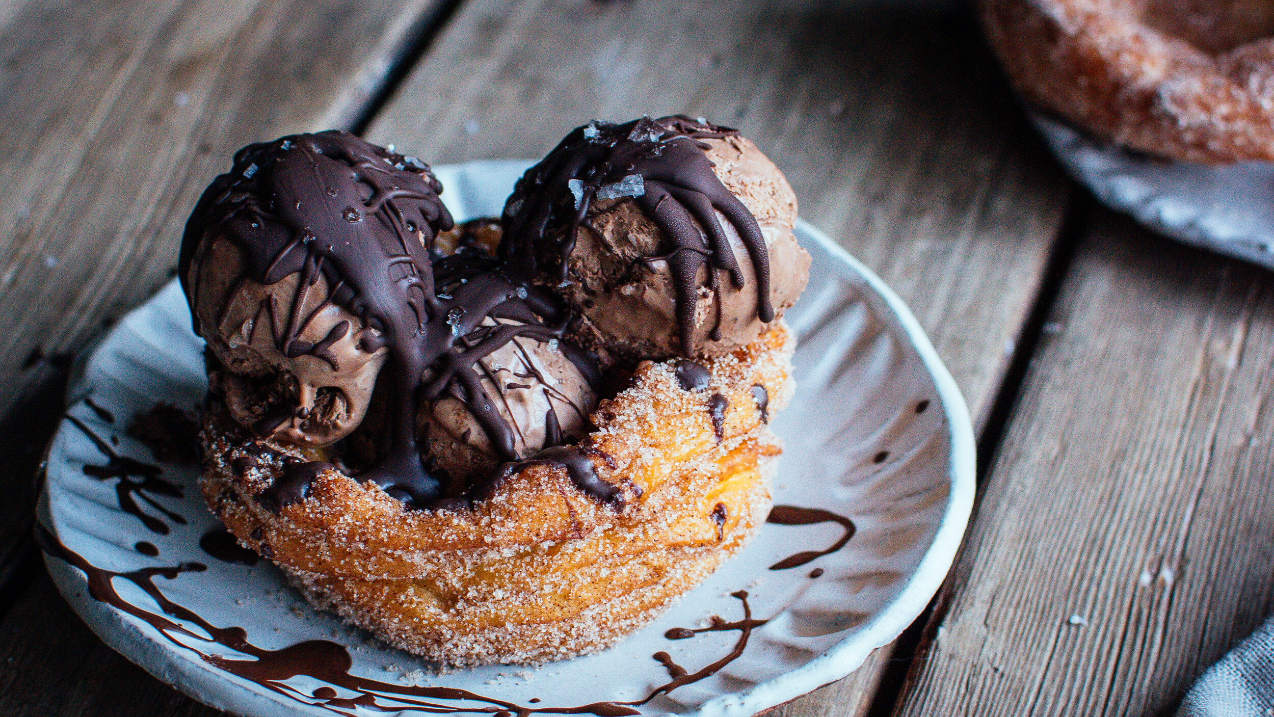 churro bowls with no churn mocha ice cream (with Paderno #ad)